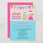 Sweet Snoep Bash Girl Birthday Party Invitation Kaart (Voorkant / Achterkant)