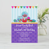 Sweet Snoep Bash Girl Birthday Party Invitation Kaart (Staand voorkant)