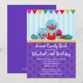 Sweet Snoep Bash Girl Birthday Party Invitation Kaart (Voorkant / Achterkant)