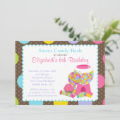 Sweet Snoep Bash Girl Birthday Party Invitation Kaart (Staand voorkant)