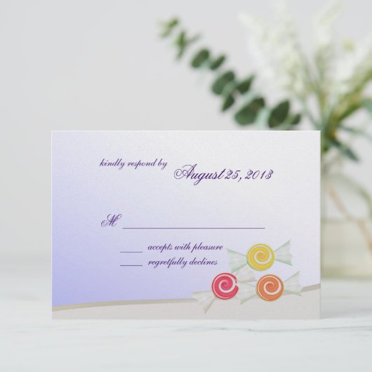 Sweet Snoep Bat Mitzvah Response Kaart (Staand voorkant)