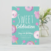 Sweet Snoep Birthday Donut Pink Girls Party (Staand voorkant)