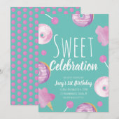 Sweet Snoep Birthday Donut Pink Girls Party (Voorkant / Achterkant)