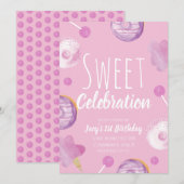Sweet Snoep Birthday Donut Pink Girls Party (Voorkant / Achterkant)