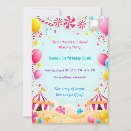 Sweet Snoep Carnival verjaardagsfeestje Uitnodigin Kaart