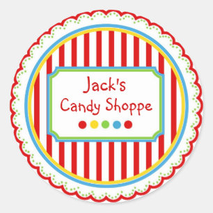 Sweet Snoep Circus strepen Ronde Sticker