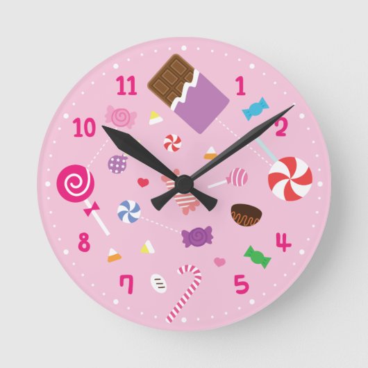 Sweet Snoep en Chocolate Girls Room Decor Clock Ronde Klok (Voorkant)