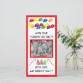 Sweet Snoep Kerstmis - Fotokaart Feestdagenkaart (Staand voorkant)