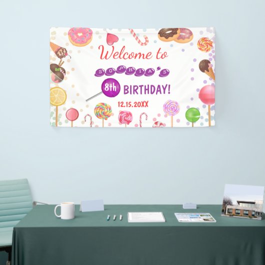 Sweet Snoep Land Birthday Ice Cream Donut Backdrop Spandoek (Beurs)