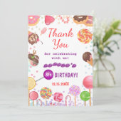 Sweet Snoep Land Birthday Ice Cream Donut Party Bedankkaart (Staand voorkant)