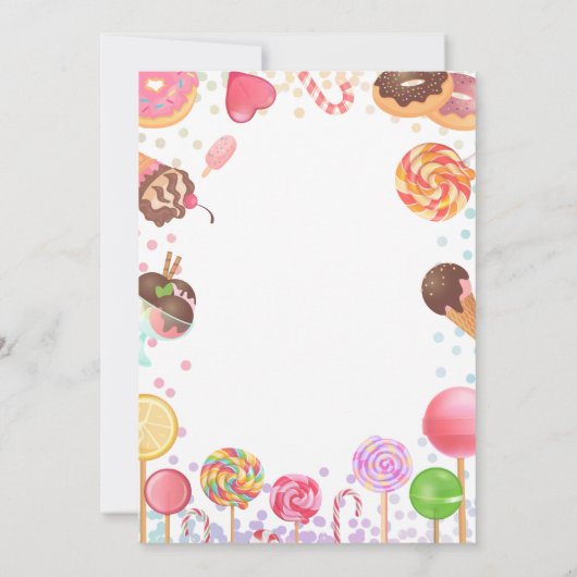 Sweet Snoep Land Birthday Ice Cream Donut Party Bedankkaart (Achterkant)