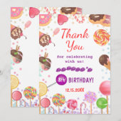 Sweet Snoep Land Birthday Ice Cream Donut Party Bedankkaart (Voorkant / Achterkant)