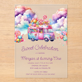 Sweet Snoep Lane Kind's verjaardagsbudget Acryl Uitnodigingen