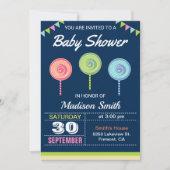 Sweet Snoep Lollipops Baby shower Invitation Kaart (Voorkant)