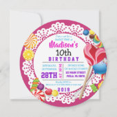SWEET SNOEP RONDE Verjaardagsfeestuitnodiging Kaart (Voorkant)