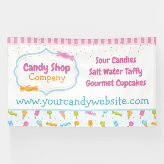 Sweet Snoep Shop en Ice Cream Confetti Spandoek (Horizontaal)