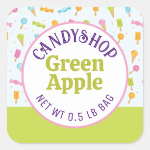 Sweet Snoep Shop en Ice Cream Green Sticker Label