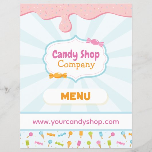 Sweet Snoep Shop en Ice Cream Menu Flyer (Voorkant)