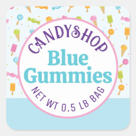 Sweet Snoep Shop Ice Cream Blue Sticker Label