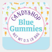 Sweet Snoep Shop Ice Cream Blue Sticker Label (Voorkant)