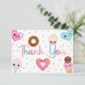 Sweet Snoep Sprinkles Donut Baby shower Dank u Bedankkaart (Staand voorkant)