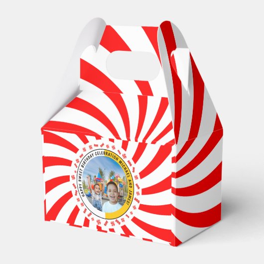 Sweet Snoep thema dubbel verjaardagsfeest Bedankdoosjes (Voorkant Zijde)