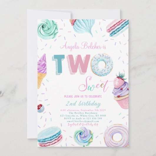 Sweet Snoep Viering 2e Verjaardag Kaart (Voorkant)