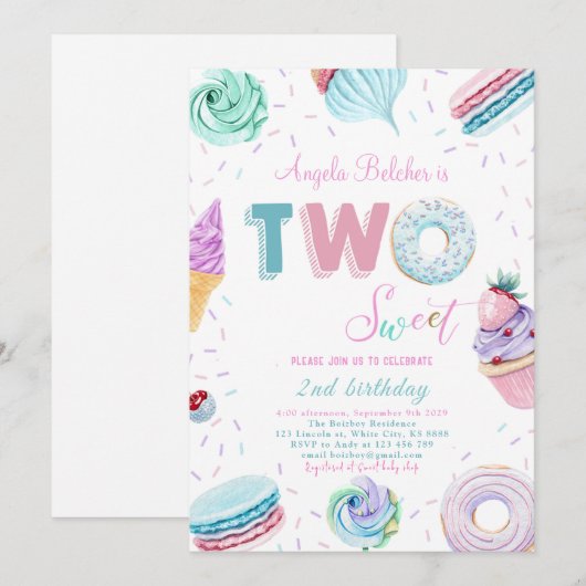 Sweet Snoep Viering 2e Verjaardag Kaart (Voorkant / Achterkant)