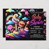 Sweet Snoep Wonderland Baby shower Kaart (Voorkant / Achterkant)