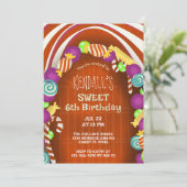 Sweet Snoep Wonderland zesde verjaardag Kaart (Staand voorkant)