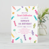 Sweet Snoepjes verjaardagsfeestje Kaart (Staand voorkant)