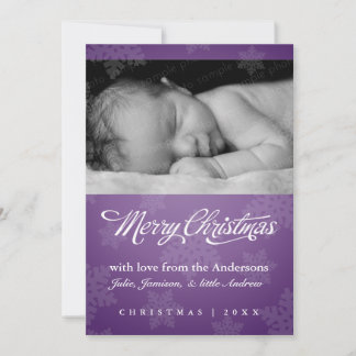 Sweet snowflake, paarse vakantiefoto-kaart feestdagenkaart