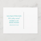 Sweet Snowflake Save the Date Briefkaart, Aqua Aankondigingskaart (Achterkant)