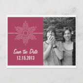 Sweet Snowflake Save the Date Briefkaart, Fuchsia Aankondigingskaart (Voorkant)