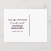 Sweet Snowflake Save the Date Briefkaart, Paars Aankondigingskaart (Achterkant)