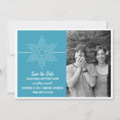 Sweet Snowflake Save the Date Invite, Blue Kaart (Voorkant)