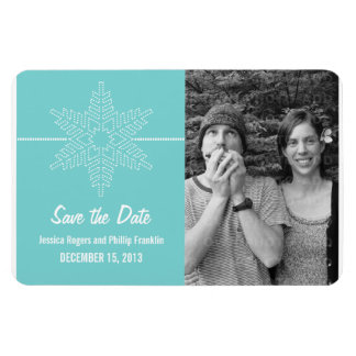 Sweet Snowflake Save the Date Magnet, Aqua Magneet