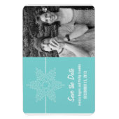 Sweet Snowflake Save the Date Magnet, Aqua Magneet (Verticaal)