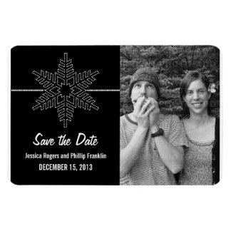 Sweet Snowflake Save the Date Magnet, Black Magneet
