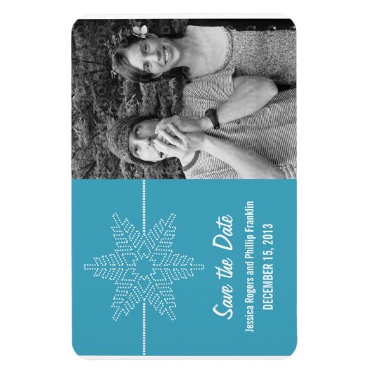 Sweet Snowflake Save the Date Magnet, Blue Magneet (Verticaal)