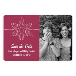 Sweet Snowflake Save the Date Magnet, Fuchsia Magneet