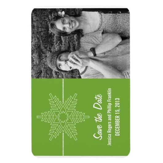 Sweet Snowflake Save the Date Magnet, Green Magneet (Verticaal)