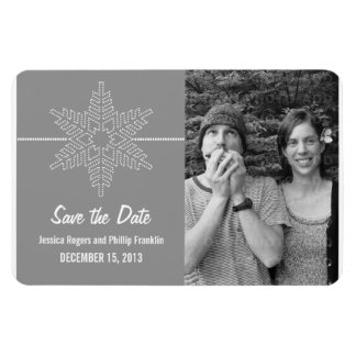 Sweet Snowflake Save the Date Magnet, Grey Magneet