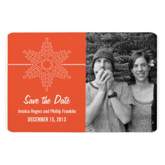 Sweet Snowflake Save the Date Magnet, Oranje Magneet