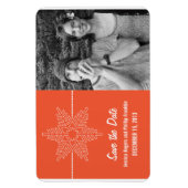 Sweet Snowflake Save the Date Magnet, Oranje Magneet (Verticaal)