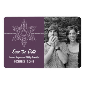 Sweet Snowflake Save the Date Magnet, Paars Magneet