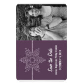 Sweet Snowflake Save the Date Magnet, Paars Magneet (Verticaal)
