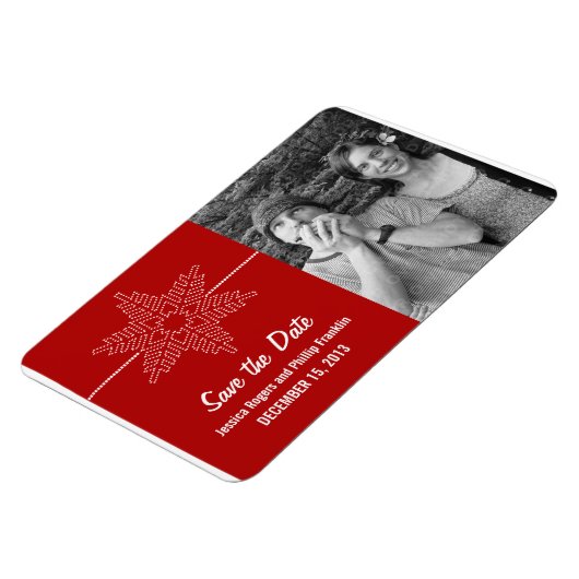 Sweet Snowflake Save the Date Magnet, Red Magneet (Linkerzijde)