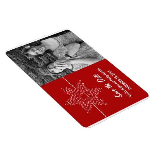 Sweet Snowflake Save the Date Magnet, Red Magneet (Rechterzijde)