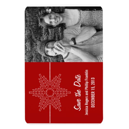 Sweet Snowflake Save the Date Magnet, Red Magneet (Verticaal)